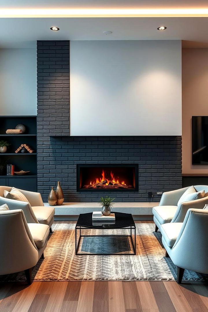 Dynamic Dual Tone Design - 21 Painted Brick Fireplace Ideas