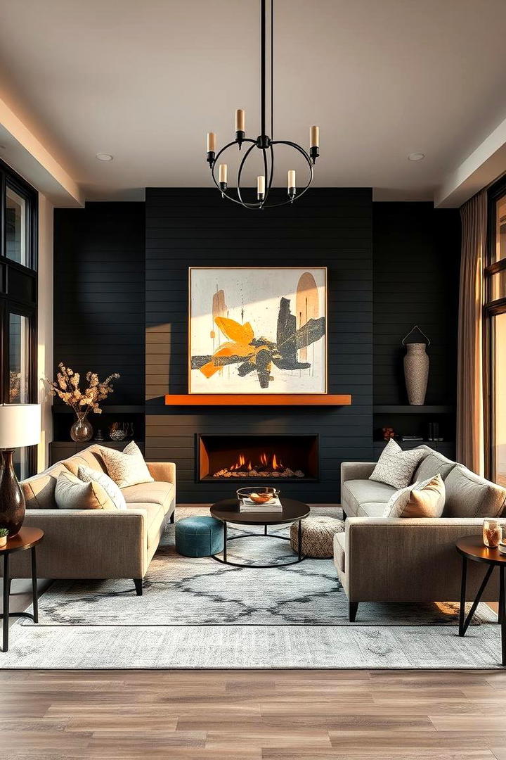 Dynamic Focal Point - 21 Black Shiplap Fireplace Ideas