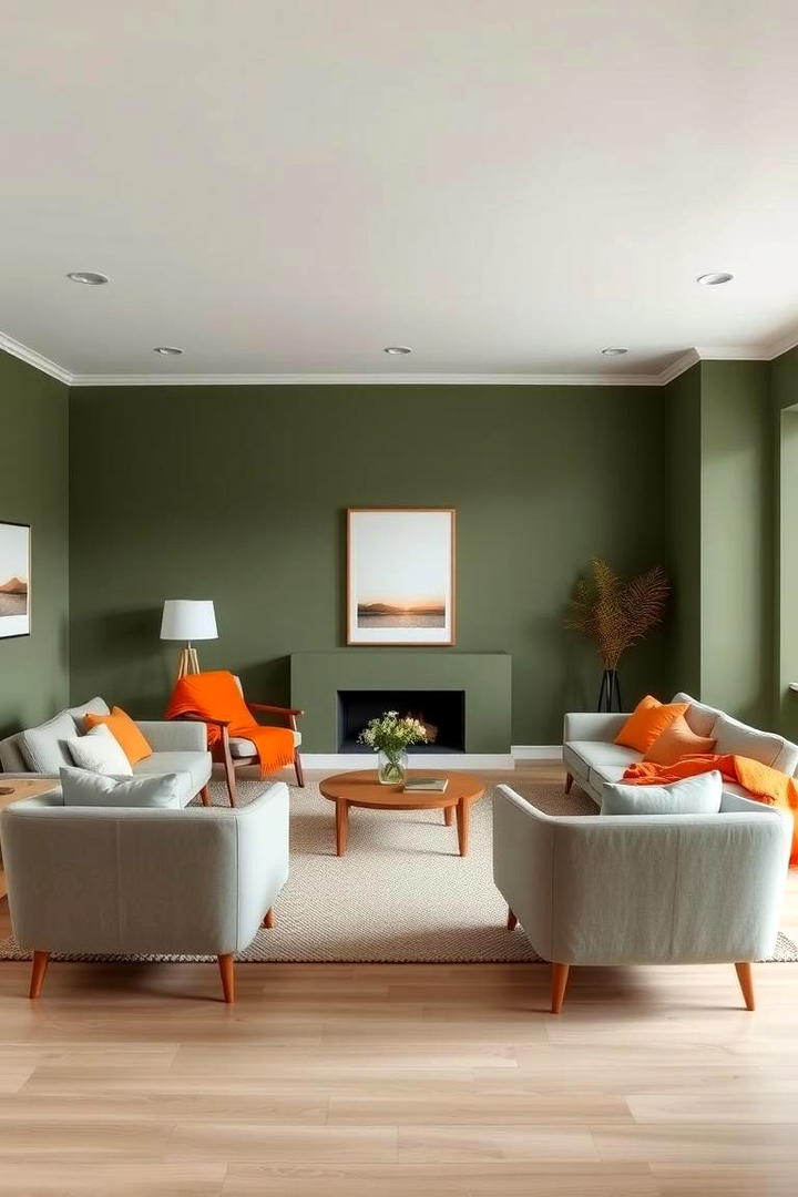 Dynamic Green and Orange Scandinavian Design - 30 Green and Orange Living Room Ideas