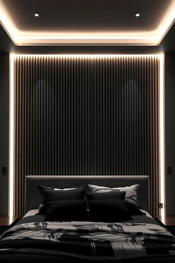 Dynamic Light and Shadow - 30 Bedroom Accent Wall Ideas