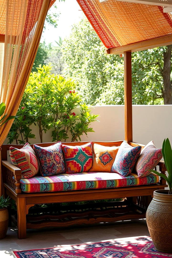 Dynamic Patterned Cushions - 30 Boho Living Room Ideas