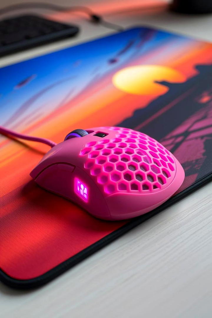 Dynamic Pink Gaming Mouse and Pad - 30 Pink Gaming Setup Ideas