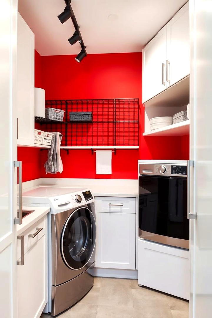 Dynamic Red Energy - 30 Laundry Room Paint Ideas