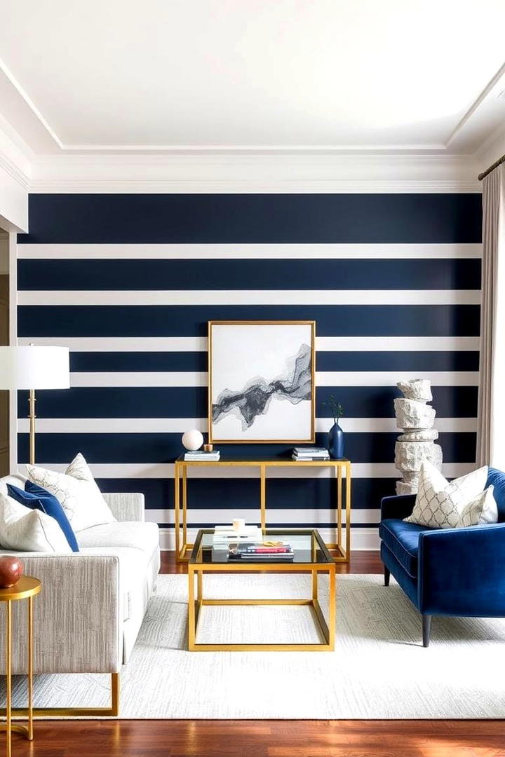 Dynamic Striped Wall - 30 Living Room Accent Wall Ideas