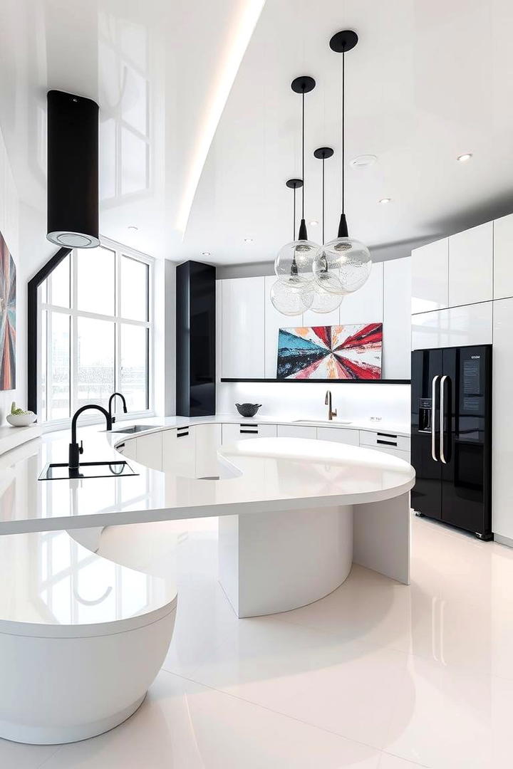 Dynamic White Kitchen with Modern Touches - 21 Kitchen With White Appliances Ideas