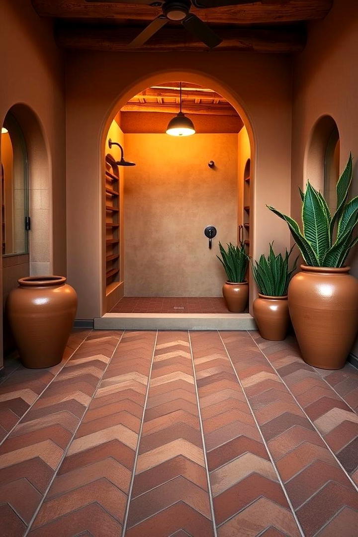 Earth Toned Floor Tiles - 30 Boho Bathroom Ideas