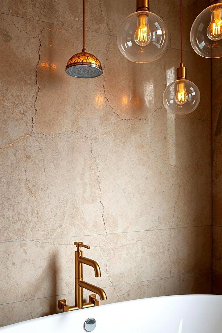 Earthy Gold Embedded in Stone - 30 Gold Bathroom Ideas