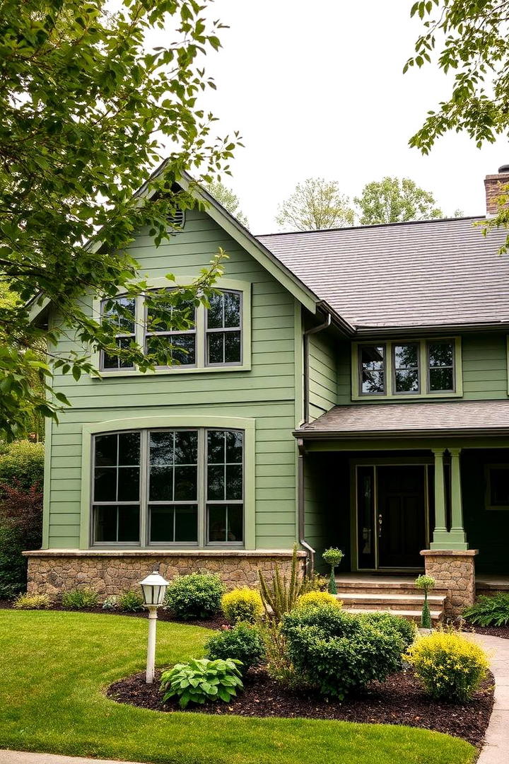 Earthy Green Harmony - 21 Exterior House Colors  Inspiration