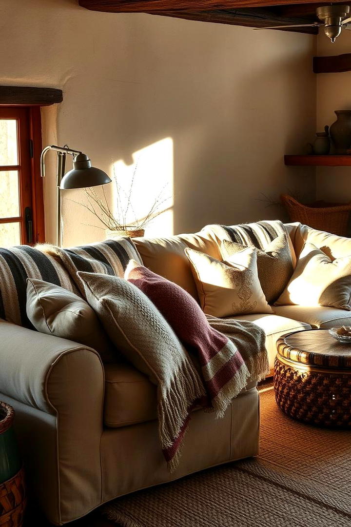 Earthy Textiles and Patterns - 21 Rustic Living Room Ideas