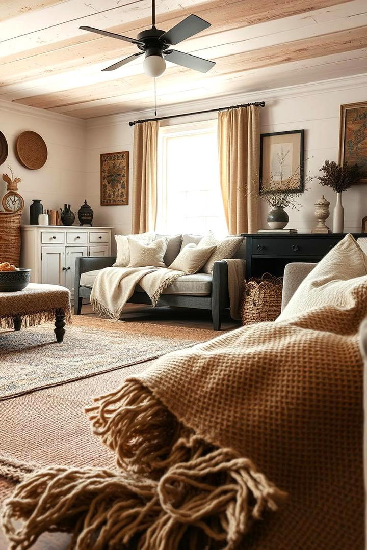 Earthy Textural Elements - 21 Country Living Room Ideas