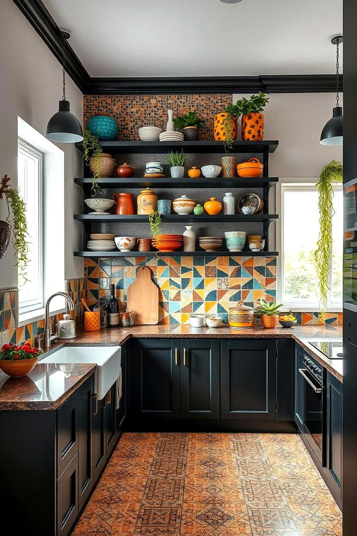 Eclectic Artistic Flair - 21 Kitchens With Black Cabinets