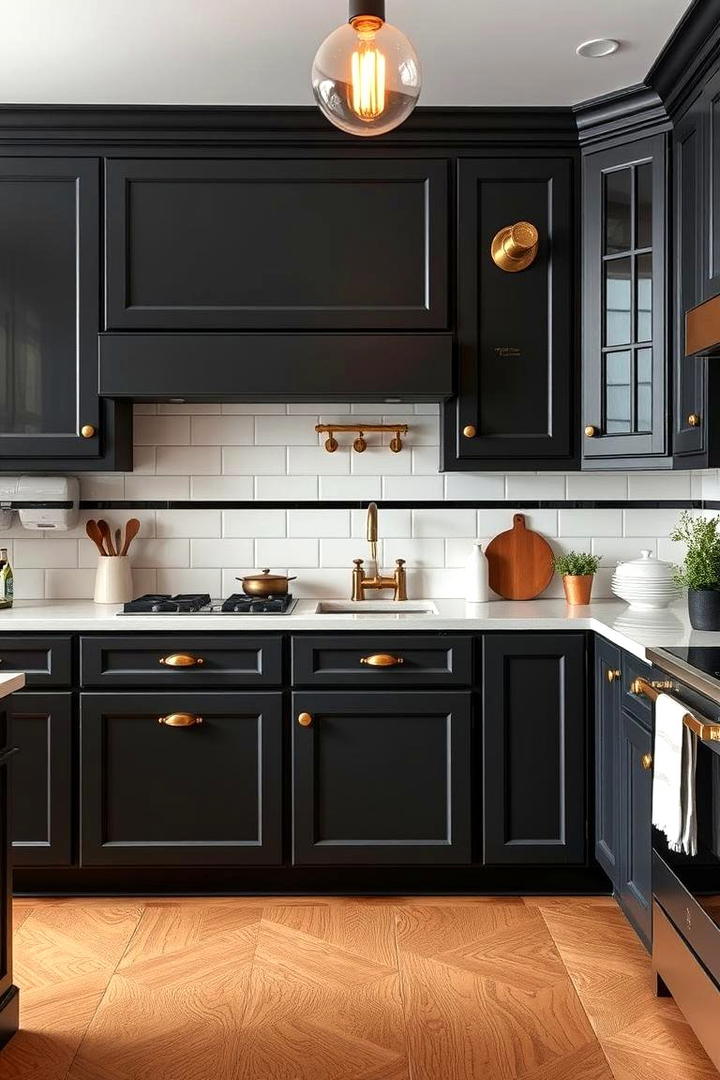 Eclectic Black Chalked Cabinets - 30 Black Kitchen Cabinet Ideas