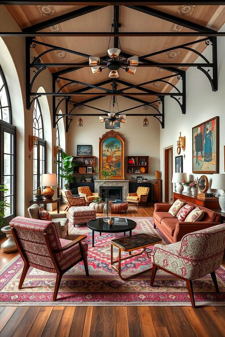 Eclectic Blend of Styles - 30 Exposed Beam Living Room Ideas