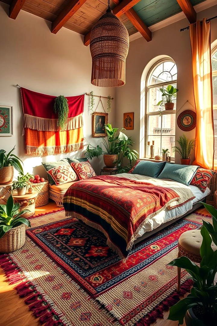 Eclectic Bohemian Vibe - 30 bedroom rug ideas