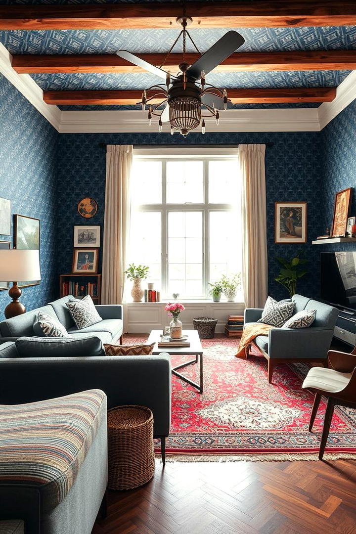 Eclectic Charm in Navy Blue Living - 30 Navy Blue and Grey Living Room Ideas