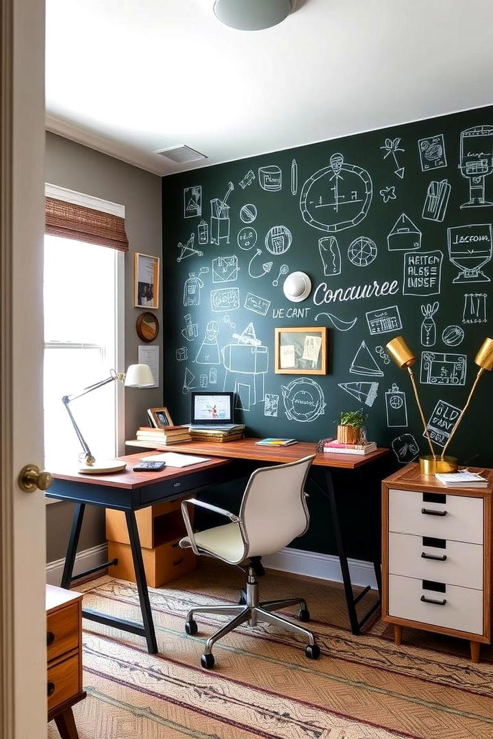 Eclectic Dark Green Study - 21 Dark Green Accent Wall Ideas