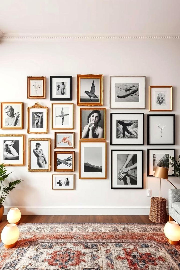 Eclectic Frame Mix Display - 21 Blank Wall Ideas