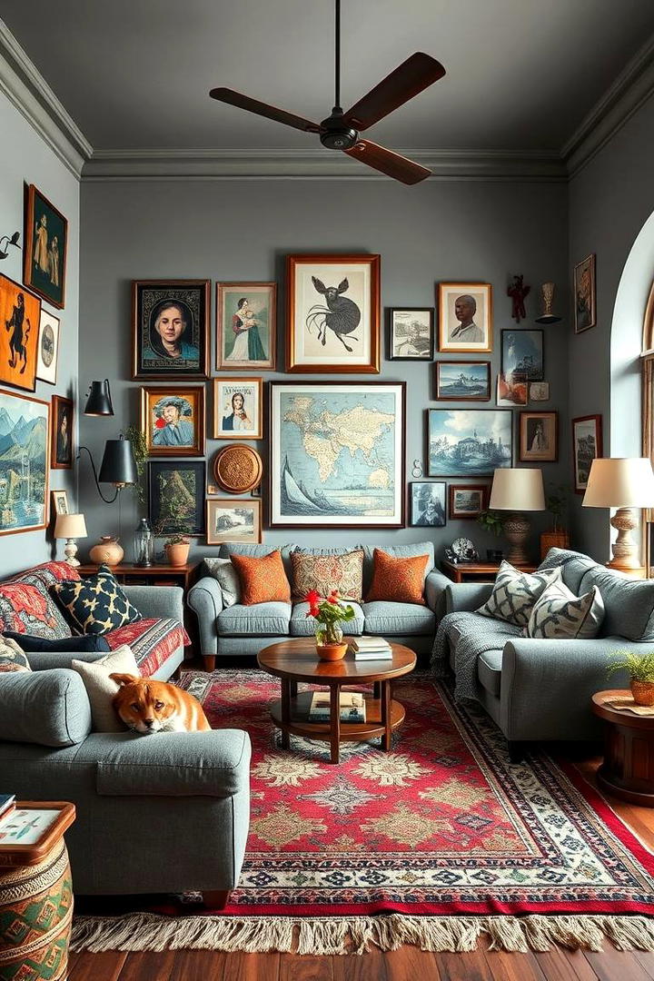 Eclectic Gray with Personalized Decor - 21 Gray Living Room Ideas