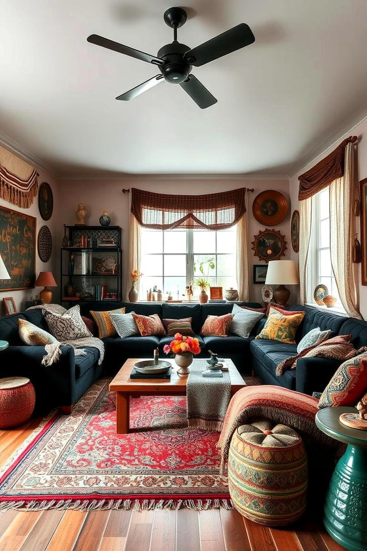 Eclectic Mix - 21 Living Room Ideas With Black Couches