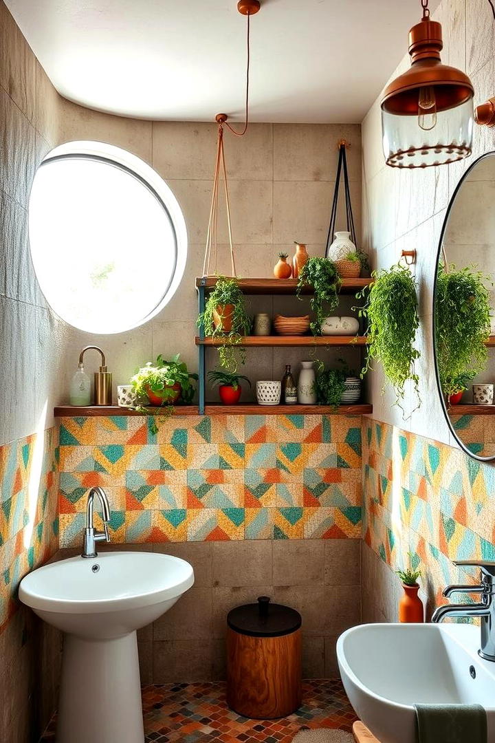 Eclectic Mosaic Tiles - 30 Boho Bathroom Ideas