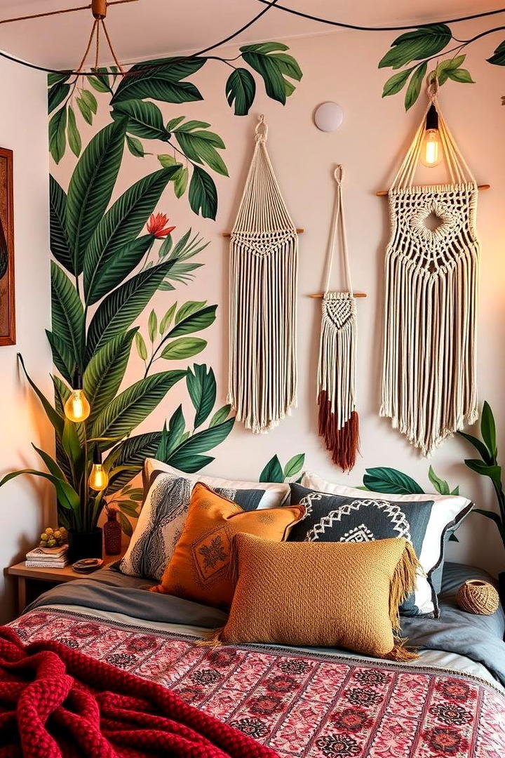 Eclectic Pattern Mix - 30 Bedroom Accent Wall Ideas