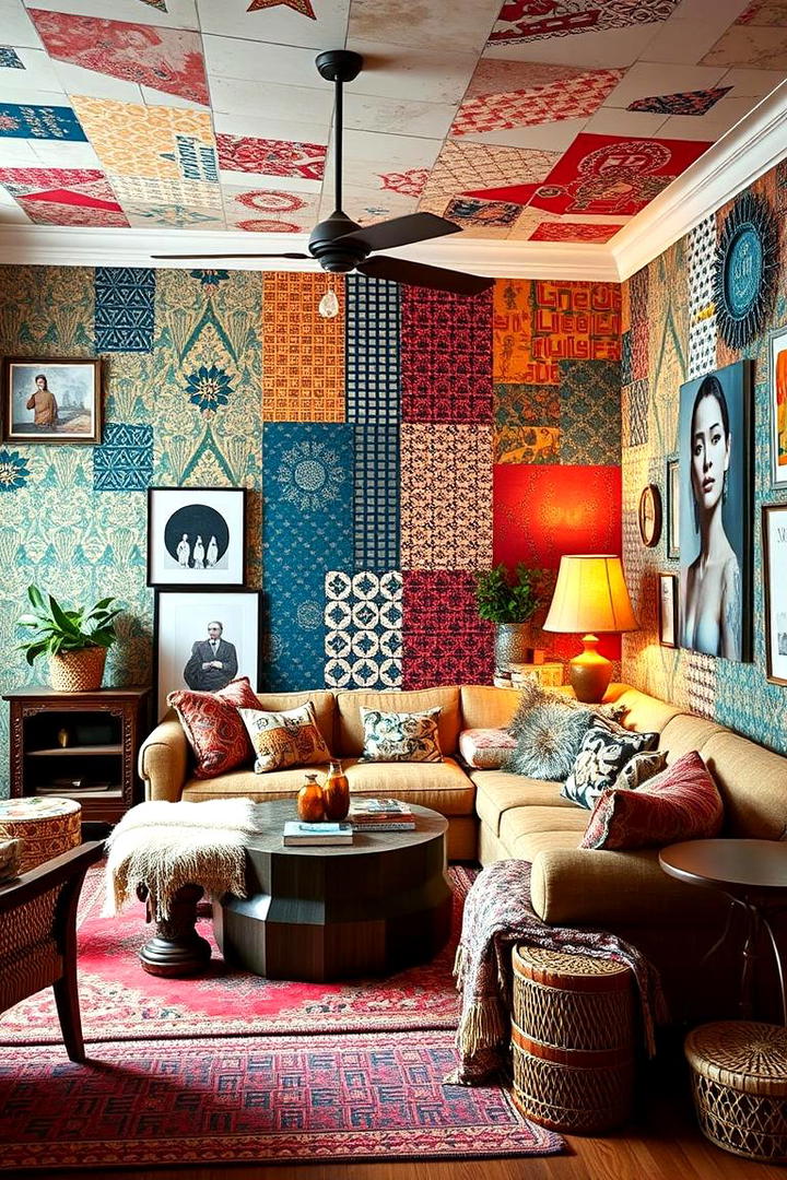 Eclectic Pattern Mix - 21 Living Room Wallpaper Ideas