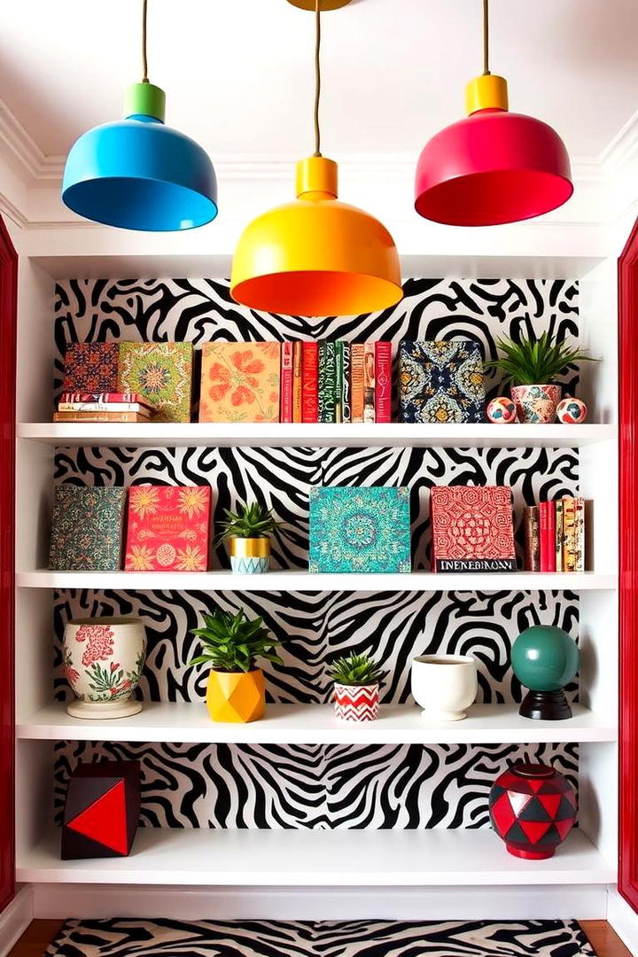 Eclectic Pattern Play - 30 Bookshelf Decor Ideas