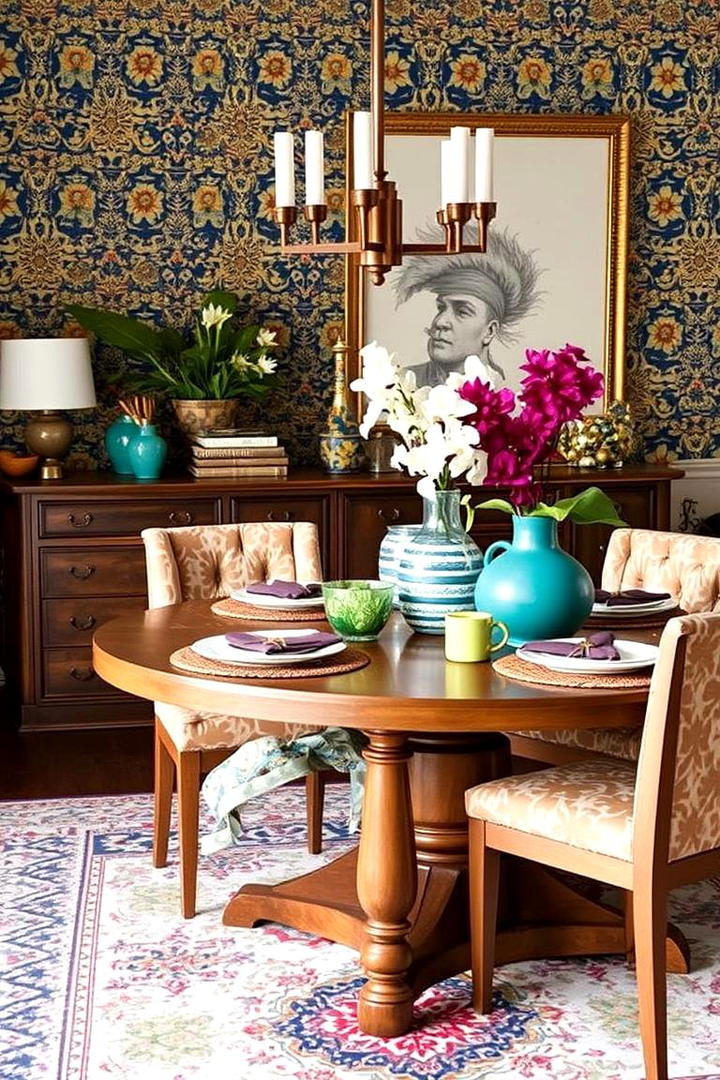 Eclectic Patterned Decor - 21 Dining Table Decor Ideas