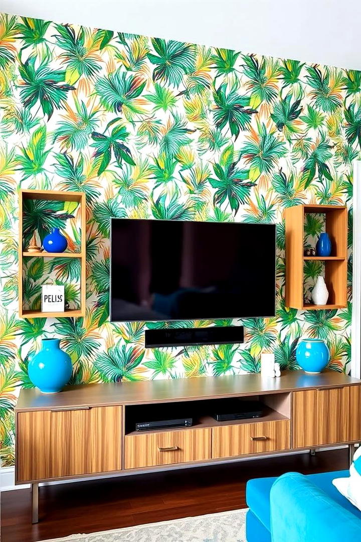 Eclectic Patterned TV Wall - 21 Tv Wall Ideas