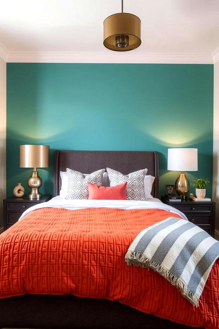 Eclectic Teal and Orange Guest Room - 30 Teal and Orange Color Scheme for Your Rooms