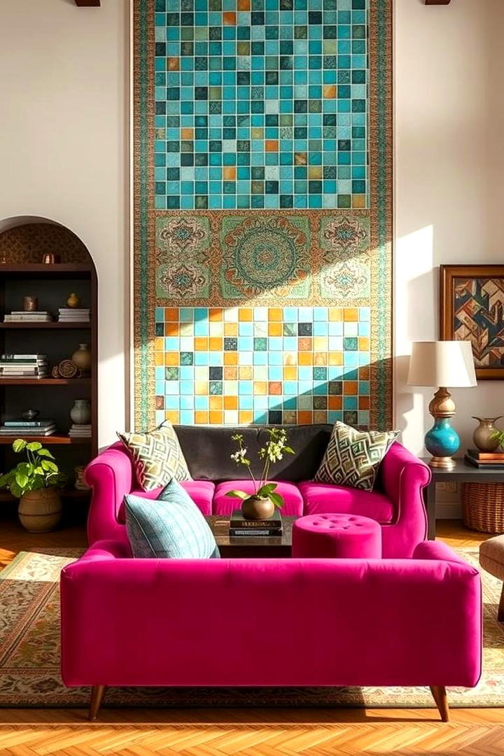 Eclectic Tile Mosaic - 30 Living Room Accent Wall Ideas