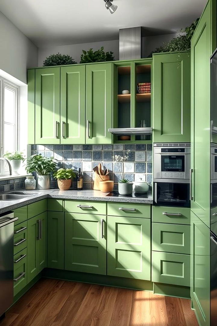 Eco Friendly Basil Green Cabinets - 21 Green Kitchen Cabinet Ideas