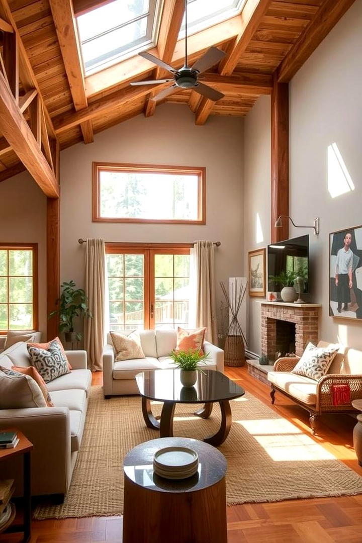 Eco Friendly Elements - 30 Exposed Beam Living Room Ideas