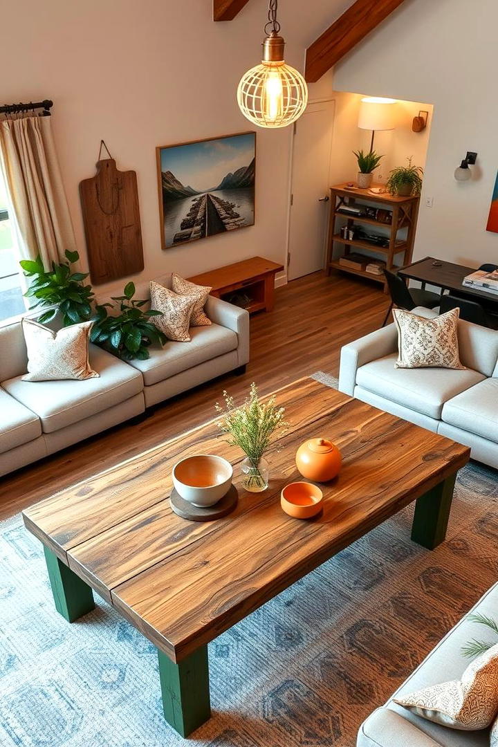 Eco Friendly Green and Orange Reclaimed Wood Coffee Table - 30 Green and Orange Living Room Ideas