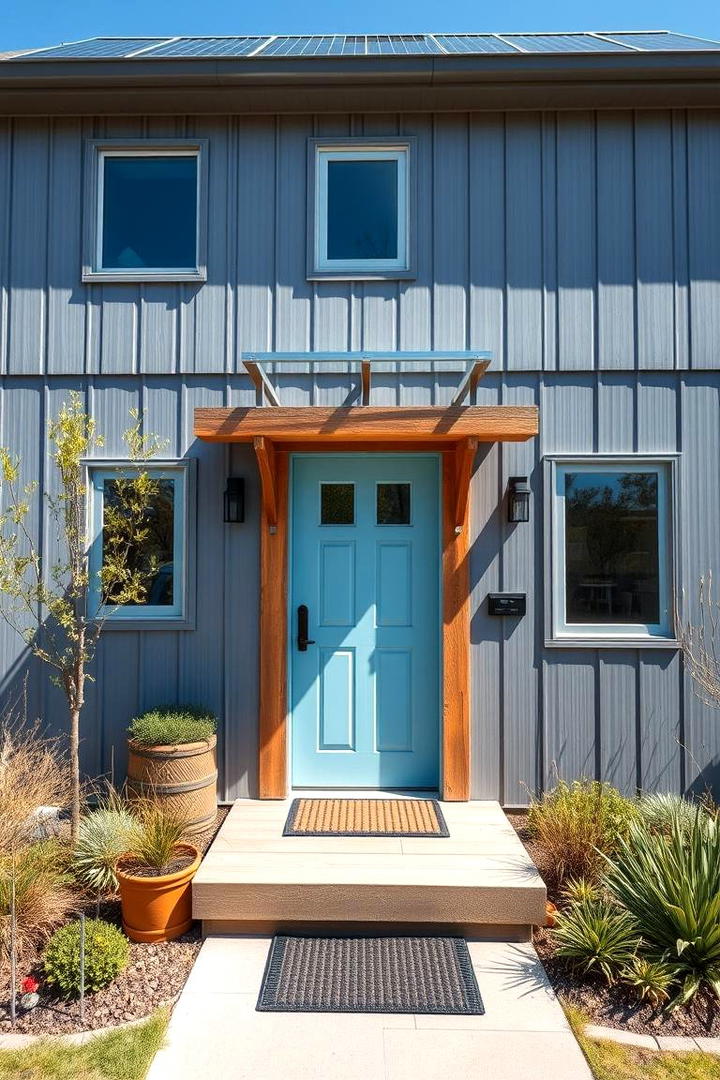 Eco Friendly Haven - 30 Grey House With Blue Door Ideas