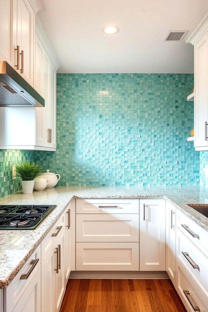 Eco Friendly Recycled Glass - 21 Backsplash Ideas for White Cabinets and Granite Countertops