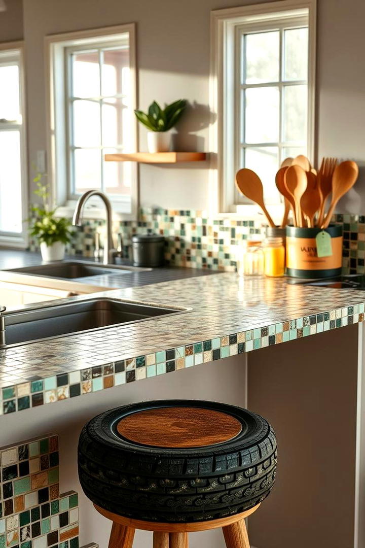 Eco Friendly Recycled Material Counters - 30 Kitchen Counter Decor Ideas