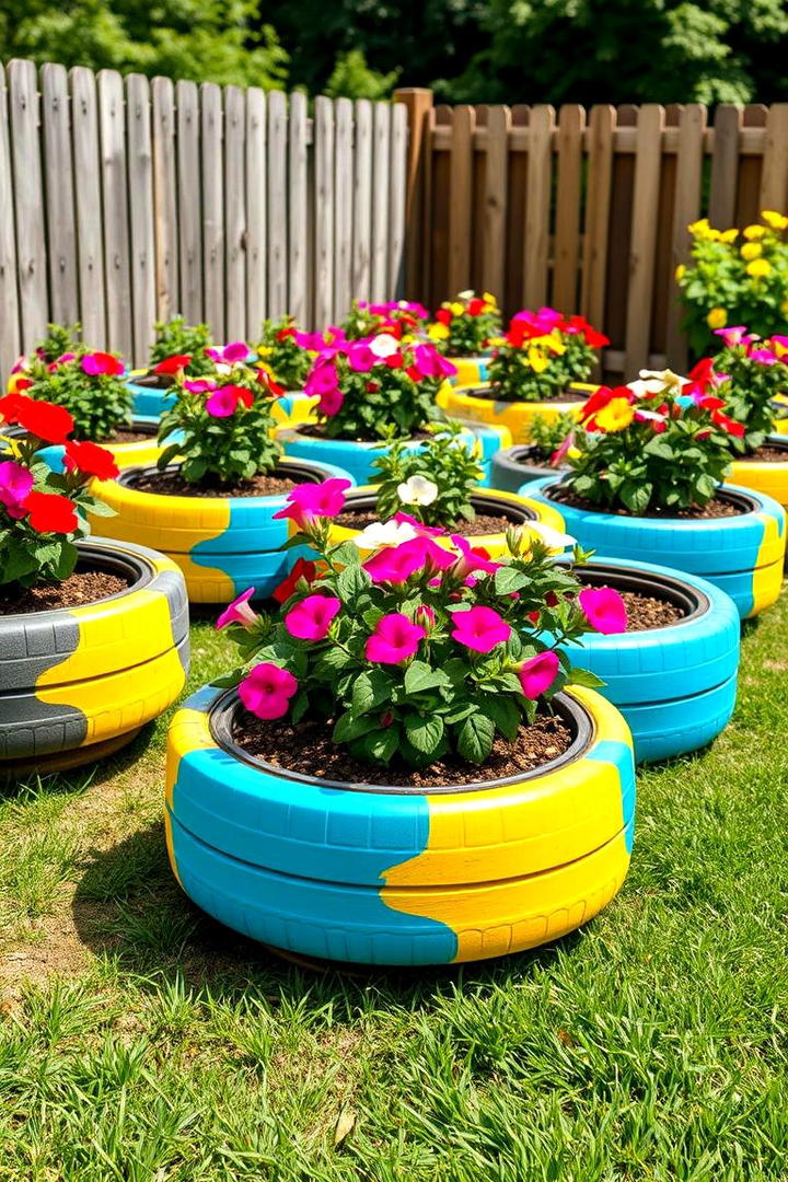 Eco Friendly Tyre Planters - 21 Recycled Tyre Garden Art Ideas