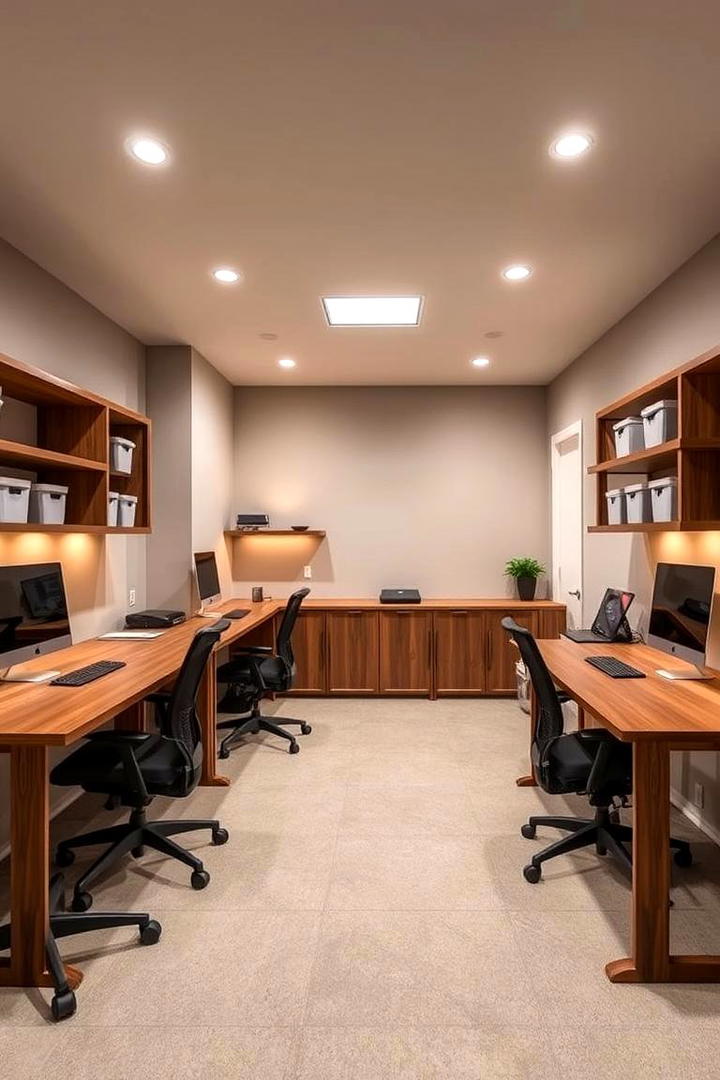 Efficient Home Office - 21 Basement Ideas