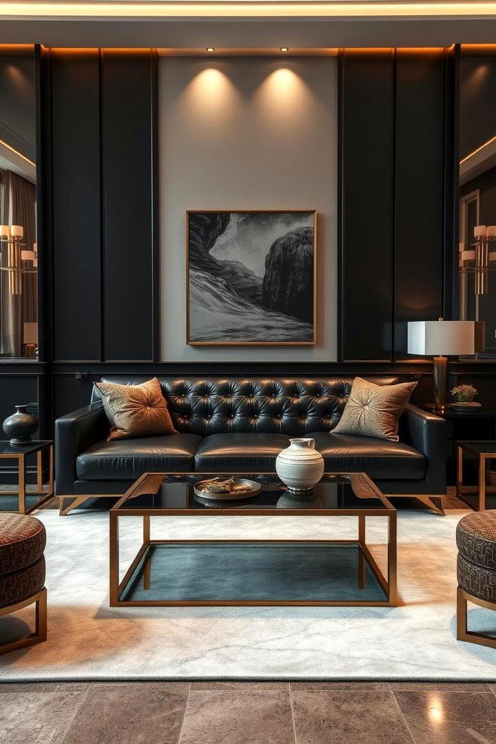 Elegance in Black Leather Comfort - 21 Black Couch Living Room Ideas