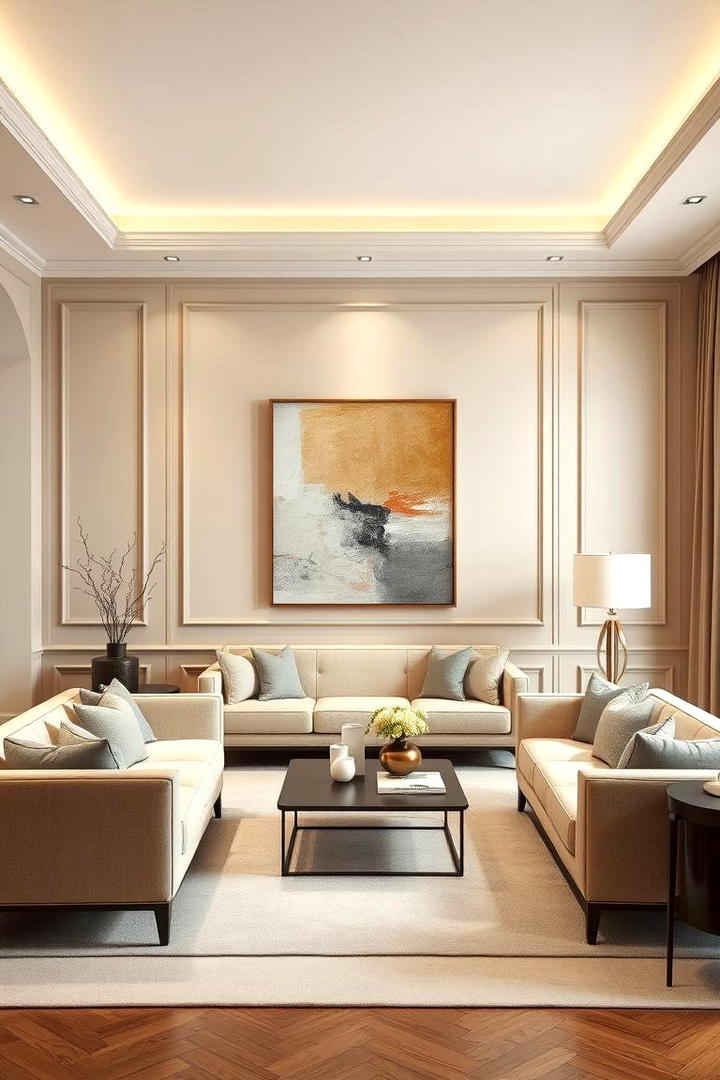 Elegant Beige Accent Walls - 21 Beige Living Room Ideas