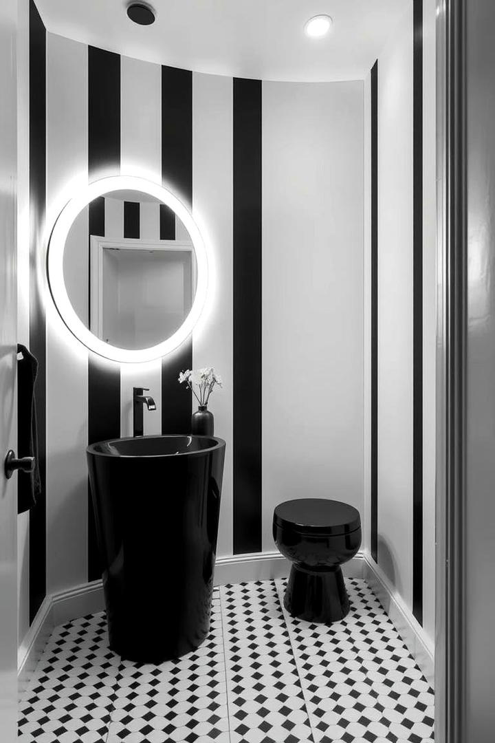 Elegant Black and White Powder Room - 21 Powder Room Ideas