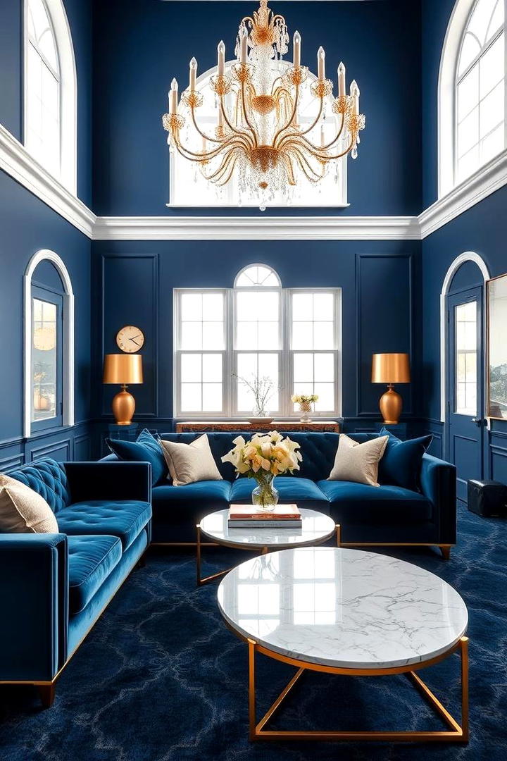 Elegant Blue and Gold Accents - 30 Blue and Gold Living Room Ideas