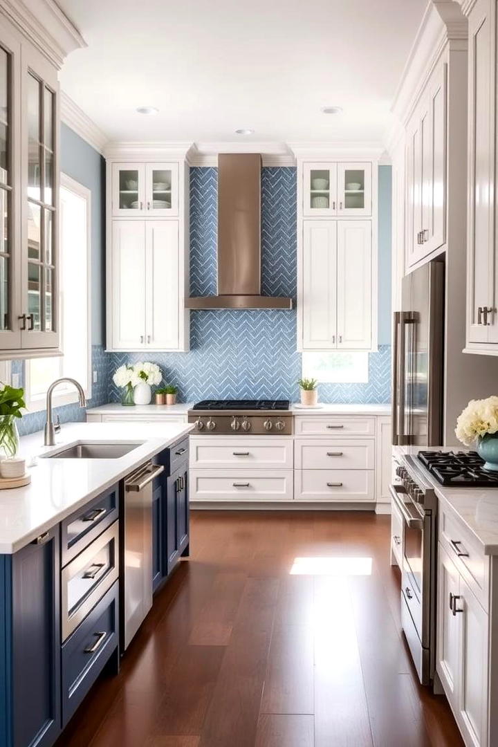 Elegant Blue and White Kitchen - 30 Blue and White Decor Ideas