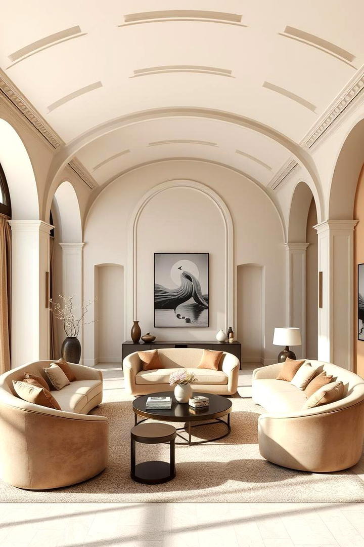 Elegant Curved Lines - 21 Aesthetic Living Room Ideas