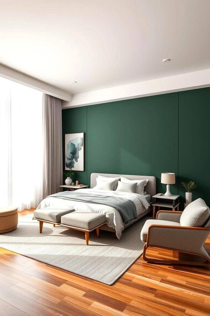 Elegant Dark Green Accent Wall - 21 Dark Green Bedroom Ideas