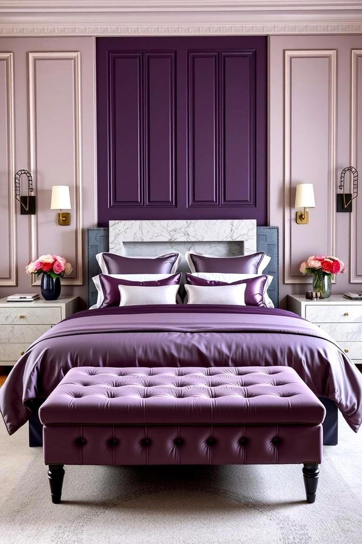 Elegant Eggplant Ensemble - 30 Purple Bedroom Ideas