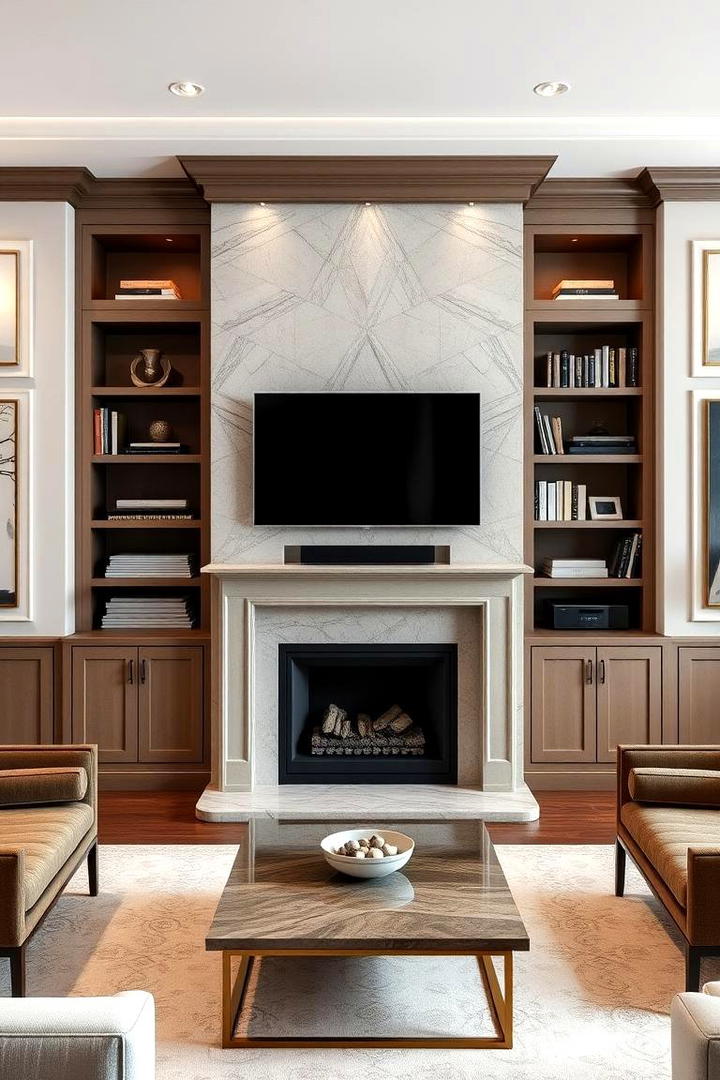 Elegant Electric Fireplace with Overhead TV Feature - 30 Electric Fireplace Ideas With Tv Above