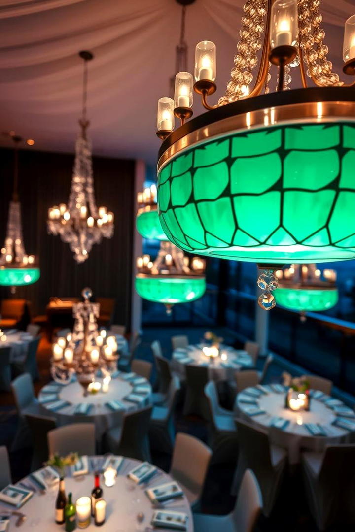 Elegant Emerald Reception Lighting - 30 Emerald Green Wedding Ideas