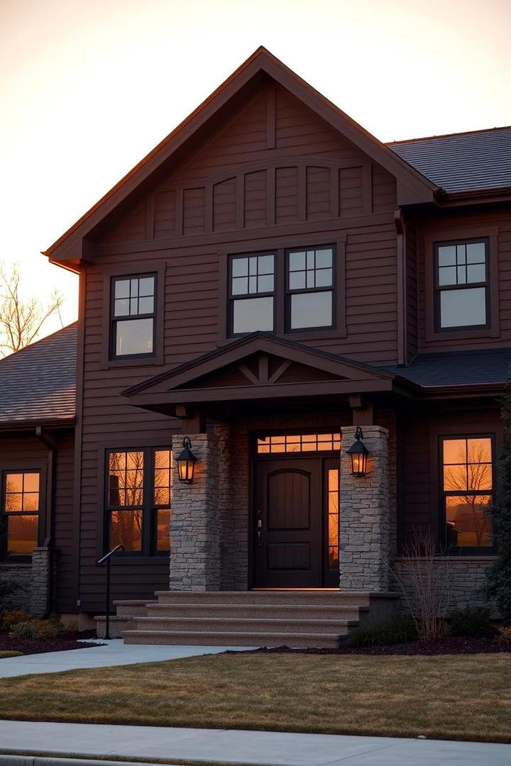 Elegant Facade Appeal - 30 Dark Brown House With Black Trim